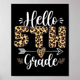 Hello 5th Fifth Grade Leopard Teacher Back To Scho Poster