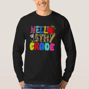 Hello 5th Grade Apple Pencil Kids Girls Back To Sc T-Shirt
