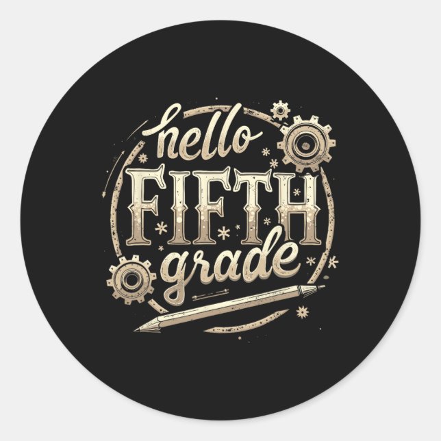 Hello 5th Grade Back To School Apparel  Classic Round Sticker (Front)