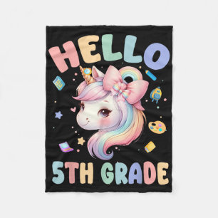 Hello 5th Grade First Day Of School Unicorn Teache Fleece Blanket