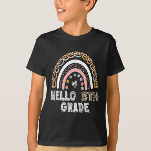 Hello 5th Grade Leopard Rainbow Fifth Grade Teache T-Shirt