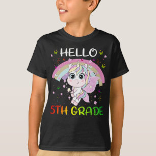Hello 5th Grade Teacher Student Team Unicorn Back  T-Shirt