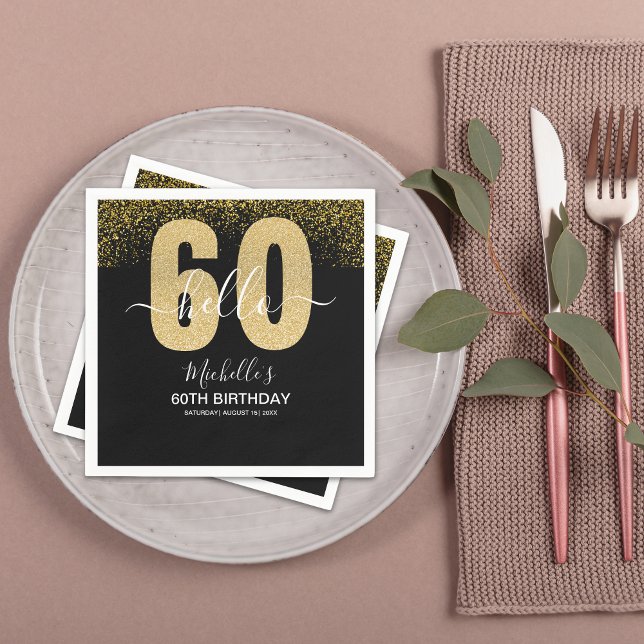 Hello 60! - Elegant 60th Birthday Woman Napkin (Creator Uploaded)