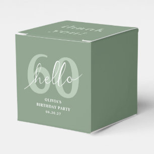 Hello 60 Modern Simple Sage Green 60th Birthday Favor Box