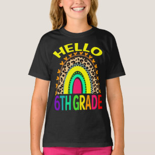 Hello 6th Grade Rainbow Leopard Back To School T-Shirt