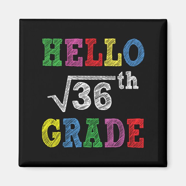 Hello 6th Grade Square Root Of 36 Funny Back To Magnet (Front)
