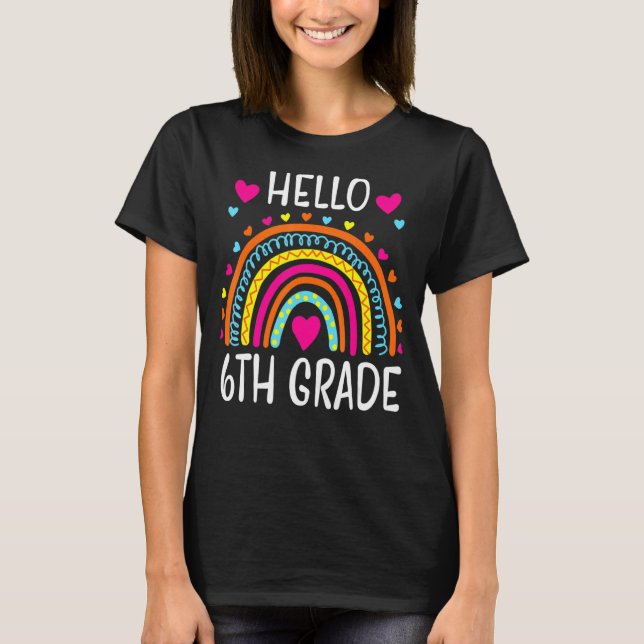 Hello 6th Grade Team Squad Crew Back To School Tea T-Shirt (Front)