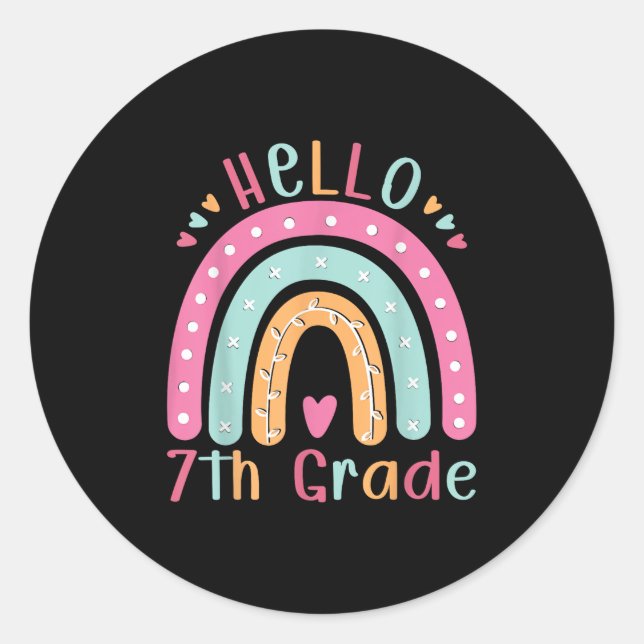 Hello 7th Grade Back To School Seventh Grade Teach Classic Round Sticker (Front)