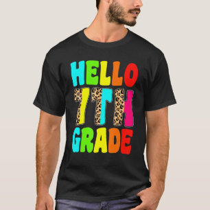 Hello 7th Grade Leopard Back To School First Day T-Shirt