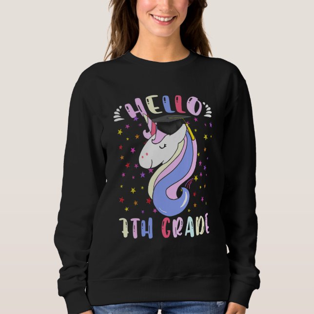 Hello 7th Grade Magical Unicorn Sweatshirt (Front)