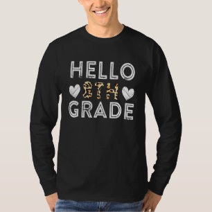 Hello 8th Grade Back To School 1st Day Leopard Tea T-Shirt