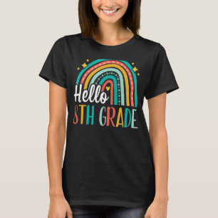 Hello 8th Grade Rainbow for Teachers Girls Kids Fi T-Shirt