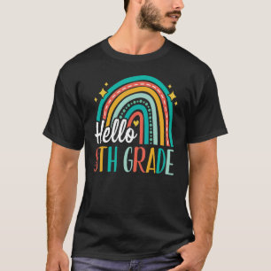 Hello 8th Grade Rainbow for Teachers Girls Kids Fi T-Shirt