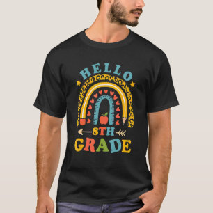 Hello 8th Grade Teacher Leopard Rainbow Back To Sc T-Shirt