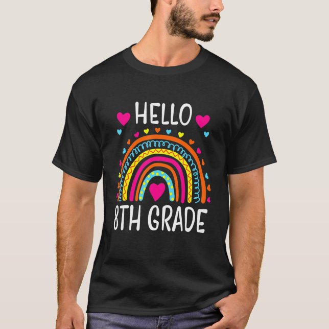 Hello 8th Grade Team Squad Crew Back To School Tea T-Shirt (Front)