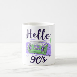 Hello 90s radio cassette recorder coffee mug