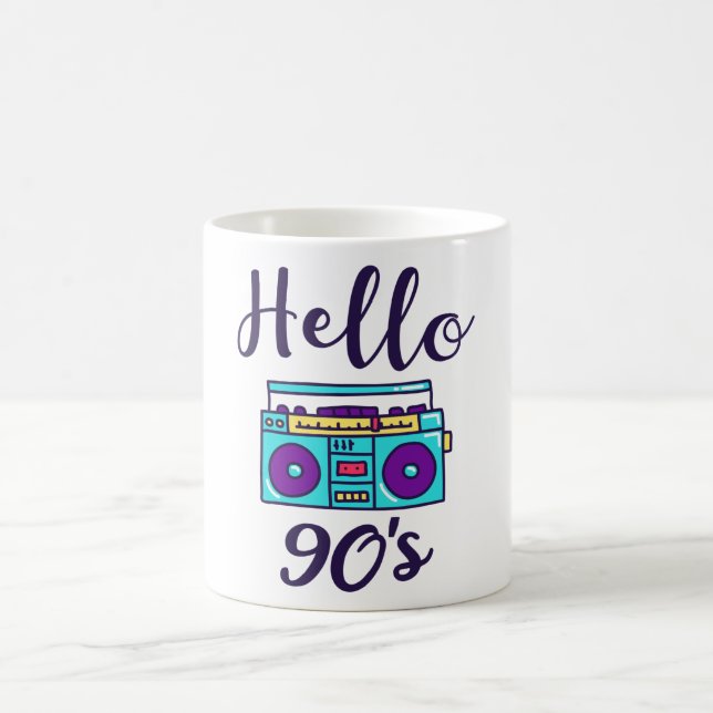 Hello 90s radio cassette recorder coffee mug (Center)