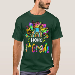 Hello 9th Grade Rainbow Sunflower Tie dye Back to T-Shirt