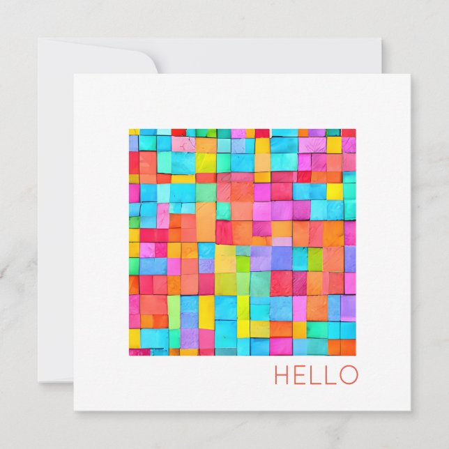 HELLO Abstract Art Modern Colourful Happy Fun (Front)