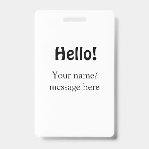 Hello add name message simple minimal business tem badge