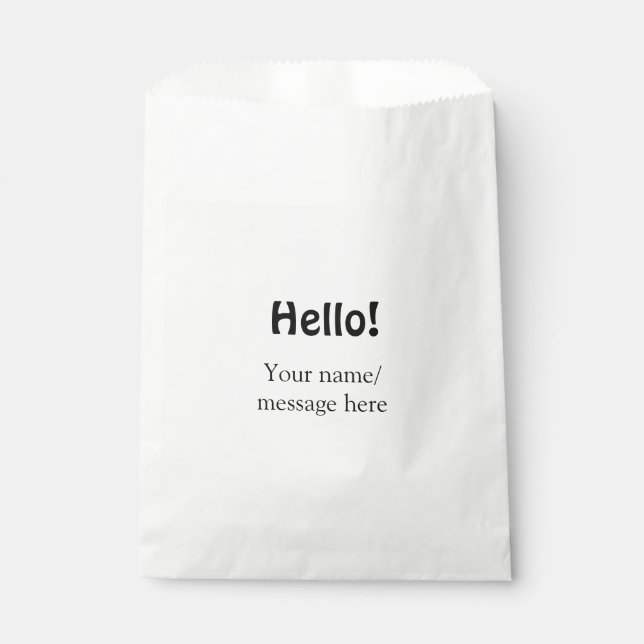 Hello add name message simple minimal business tem favour bag (Front)