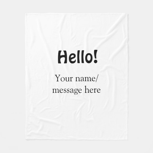 Hello add name message simple minimal business tem fleece blanket (Front)