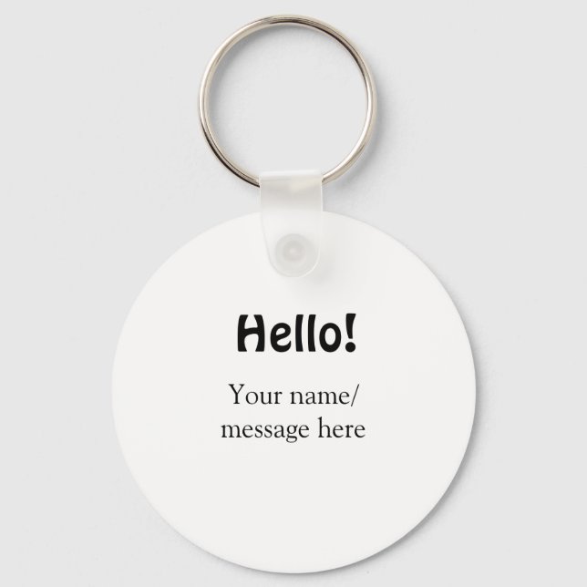 Hello add name message simple minimal business tem keychain (Front)