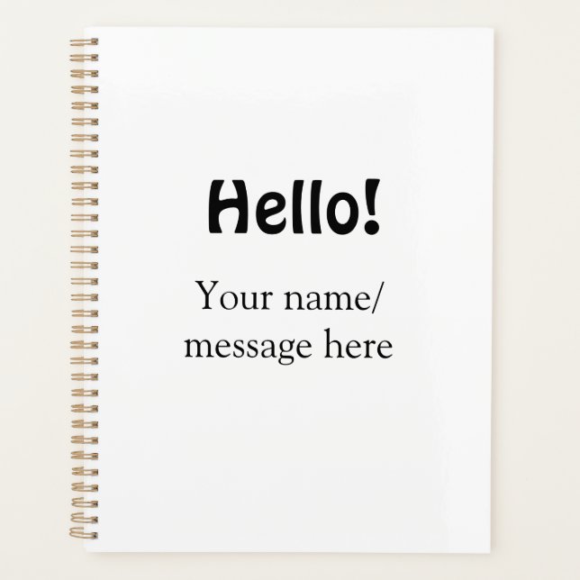 Hello add name message simple minimal business tem planner (Front)