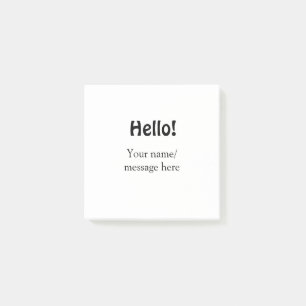 Hello add name message simple minimal business tem post-it notes