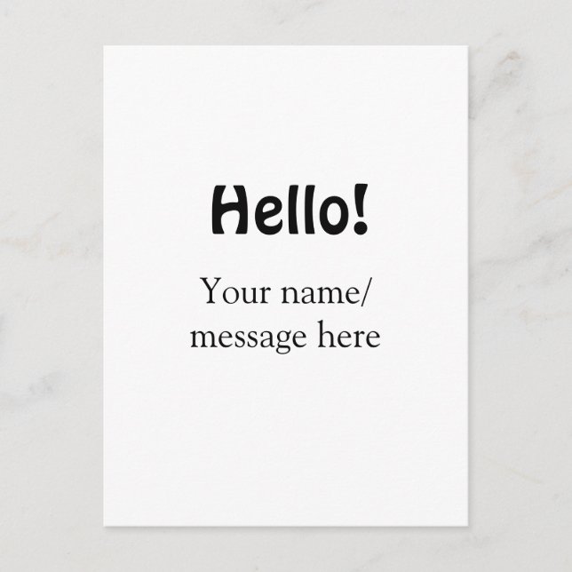 Hello add name message simple minimal business tem postcard (Front)