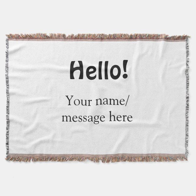 Hello add name message simple minimal business tem throw blanket (Front)
