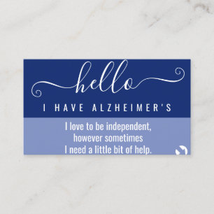 hello alzheimers awareness and emergency contact  business card