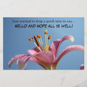 HELLO and HOPE all is well! Stationery Quick Note