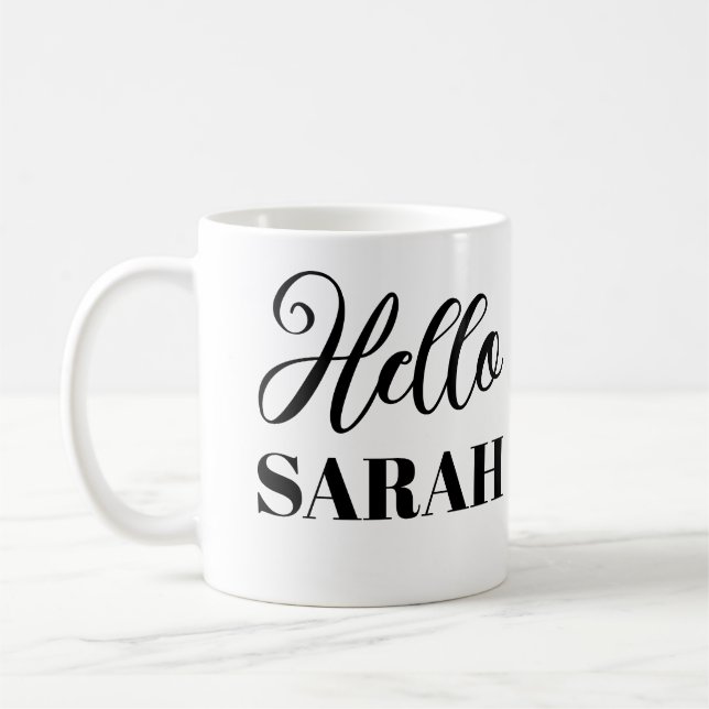 Hello and your name coffee mug (Left)