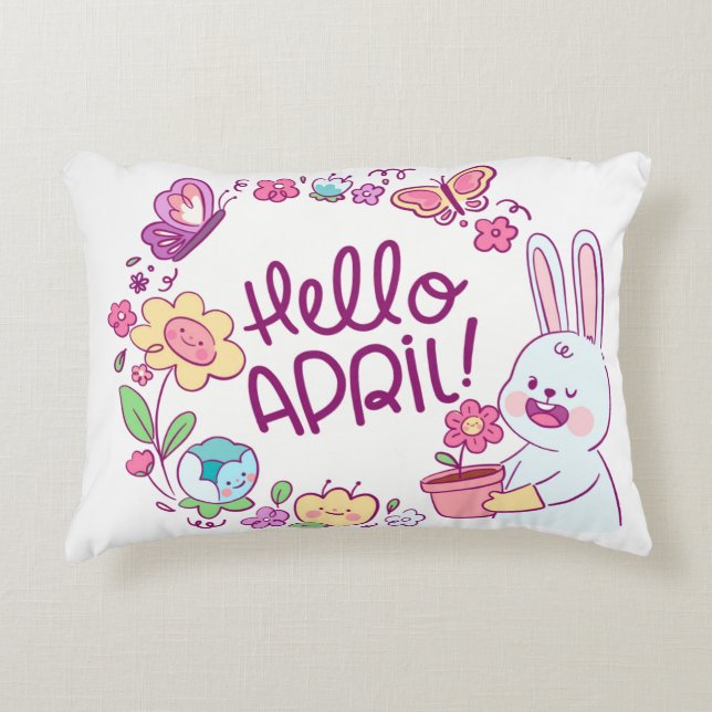 Hello April Accent Pillow (Front)