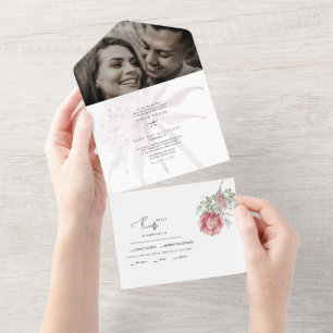 Hello Australia Floral Two Photo Wedding All In One Invitation