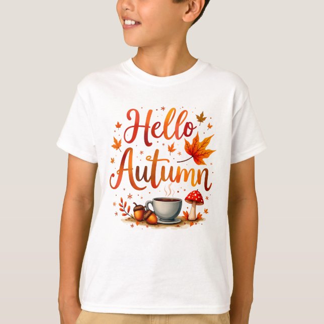 Hello Autumn, cozy nostalgia T-Shirt (Front)