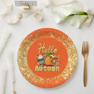 Hello Autumn Customize Colour Paper Plate