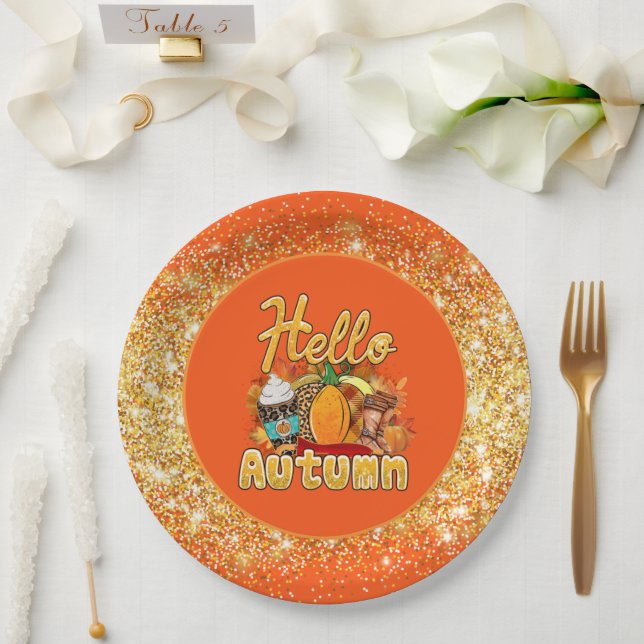 Hello Autumn Customize Colour Paper Plate (Wedding)