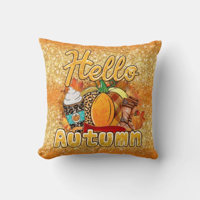 Hello Autumn Customize Colour  Throw Pillow (Front)