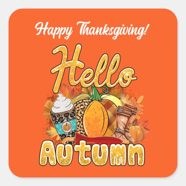 Hello Autumn Customize Square Sticker (Front)