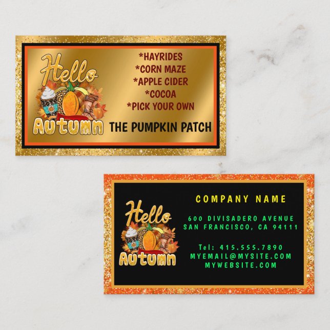 Hello Autumn Customize Text and Colour Business Card (Front/Back)