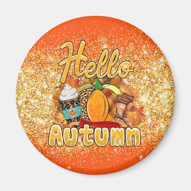 Hello Autumn Customize Text and Colour Magnet (Front)