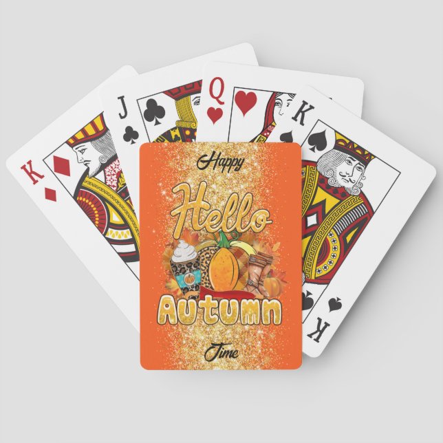 Hello Autumn Customize Text and Colour Playing Cards (Back)