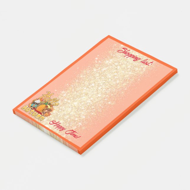 Hello Autumn Customize Text and Colour Post-it Notes (Angled)