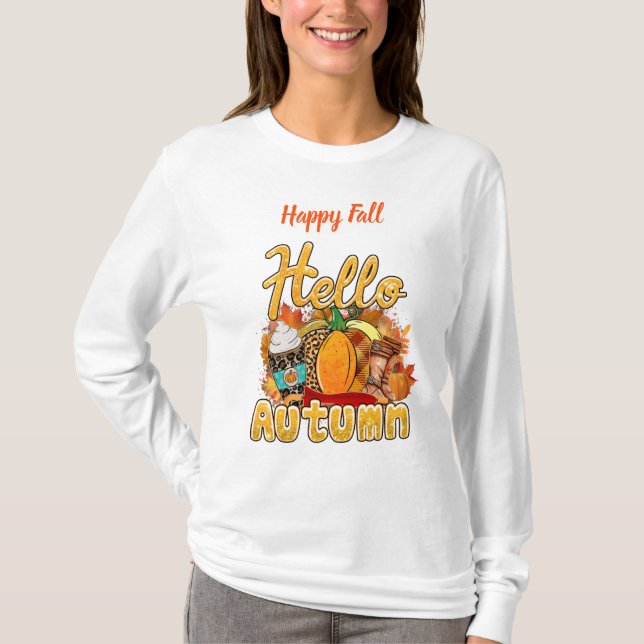 Hello Autumn Customize Text T-Shirt (Front)