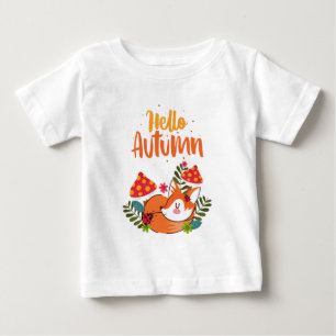 Hello Autumn Cute Fox Autumn Fall Season Baby T-Shirt