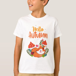 Hello Autumn Cute Fox Autumn Fall Season T-Shirt
