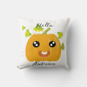 Hello Autumn - Cute Pumpkin Throw Pillow