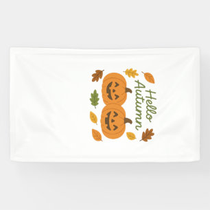 Hello Autumn Cute Smiling Pumpkins Classic T-Shirt Banner